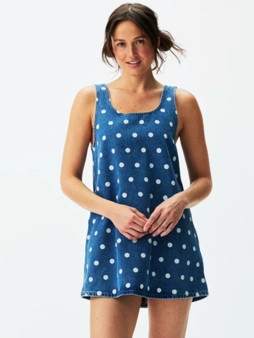 Parke Polka Dot Mini Dress - Medium Wash Polka Dot Size XL NWOT
